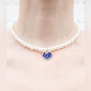 Brandy Melville Faux Pearl Love Necklace